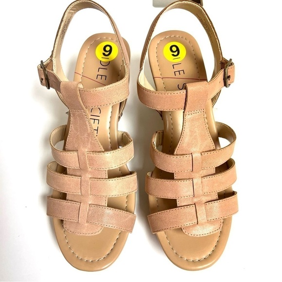 NWT SOLE SOCIETY Y2K So-Nermila Platform Block Heel sandals Taupe women’s size 9 - Picture 2 of 10